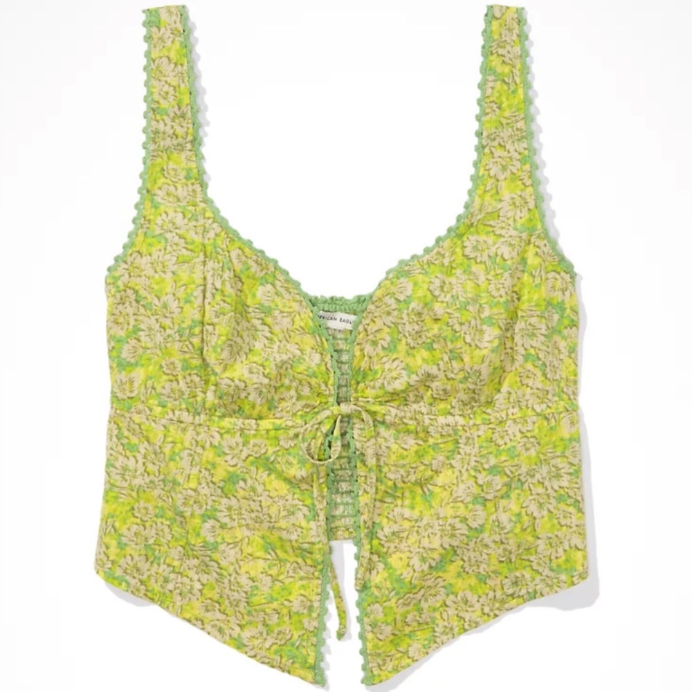 American Eagle Cropped Tie-Front Corset Tank Top | Women’s S